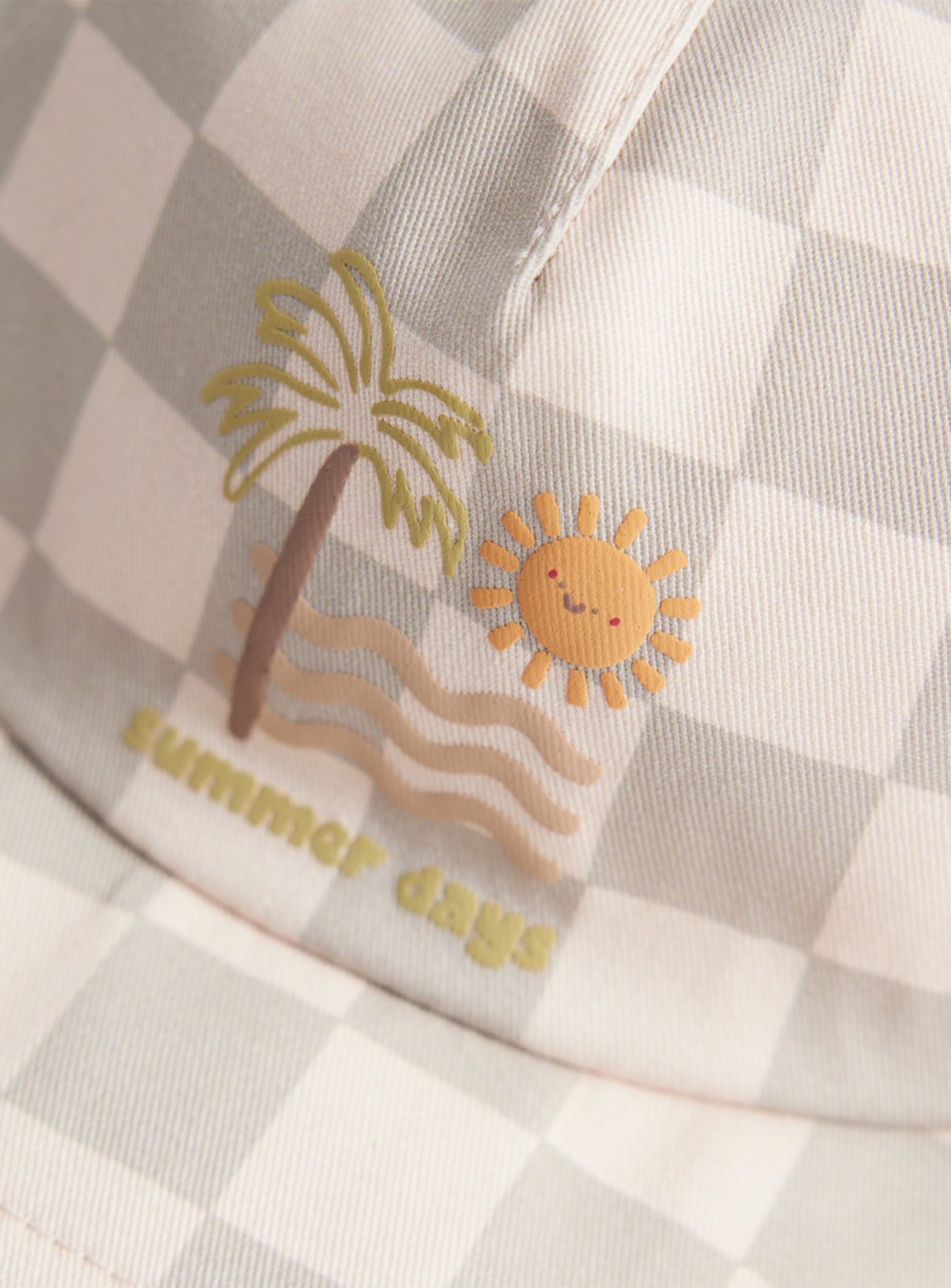 Checkerboard Print Palm Tree Motif Cap Newborn - Image 2 thumbnail