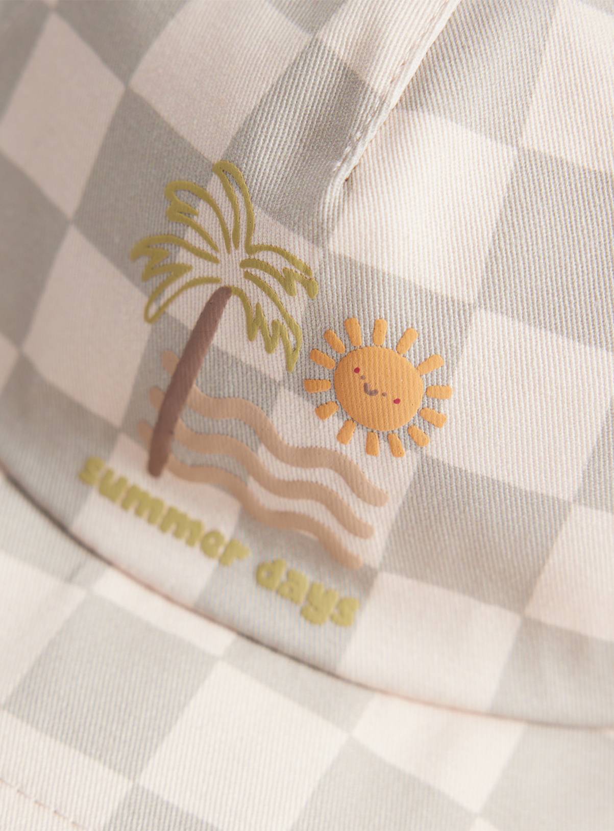 Checkerboard Print Palm Tree Motif Cap Newborn - Image 2