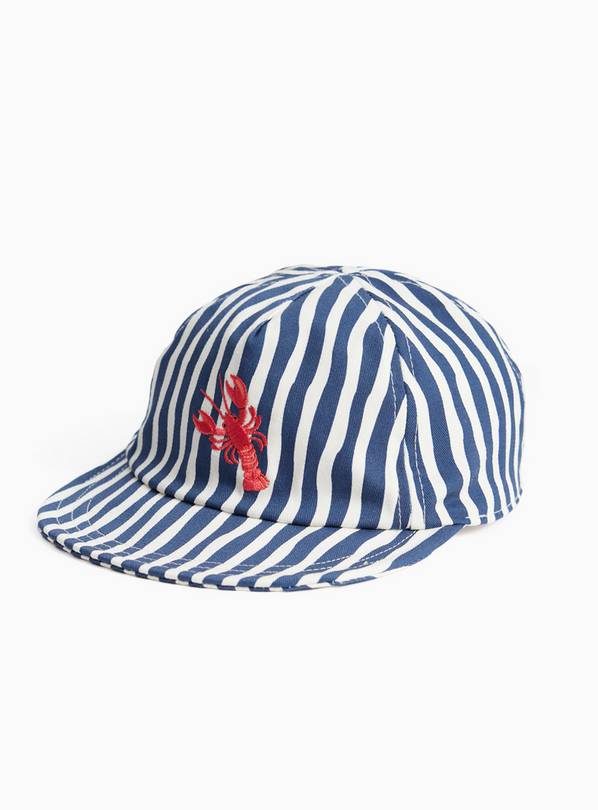 Navy Stripe Lobster Motif Cap 3-6 months