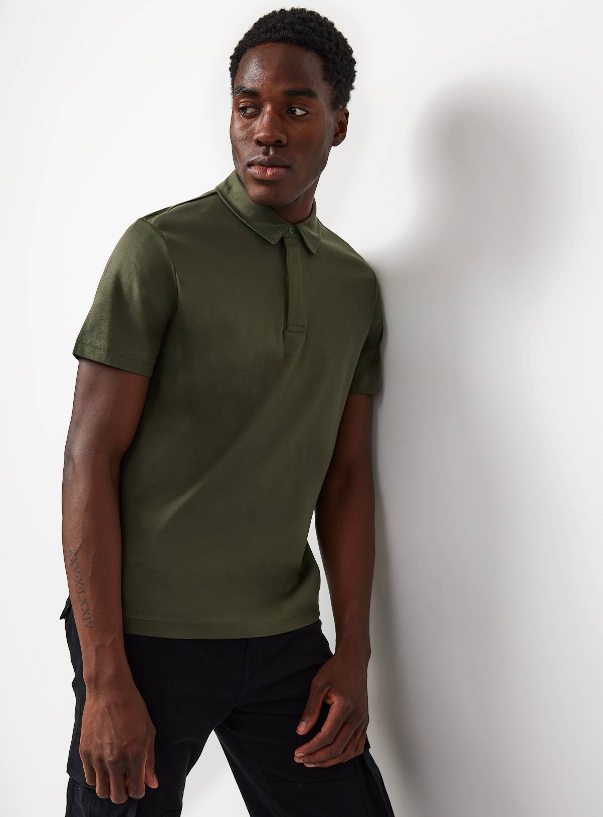 Khaki Supima Cotton Polo Shirt XL - Image 1