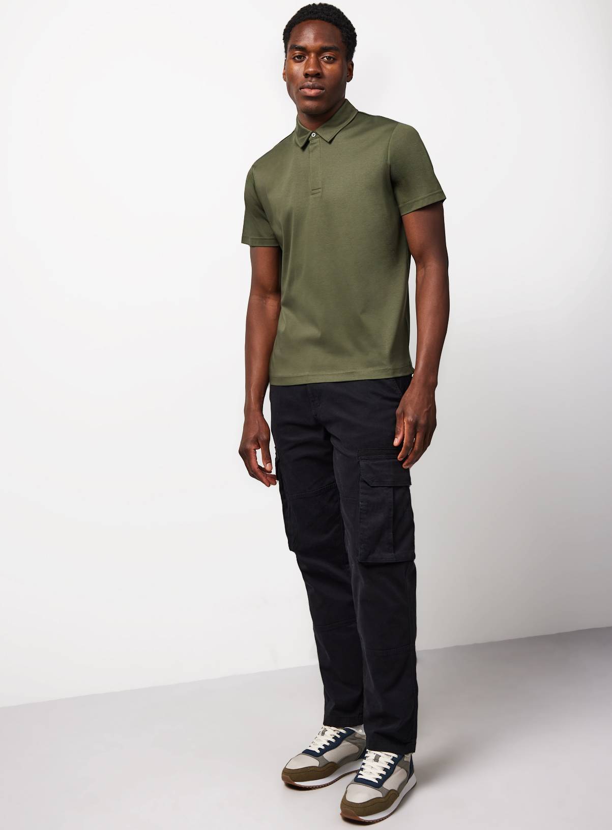Khaki Supima Cotton Polo Shirt XL - Image 2