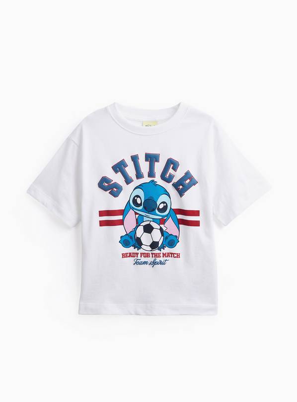 White Disney Lilo & Stitch Football Graphic T-Shirt 7 years