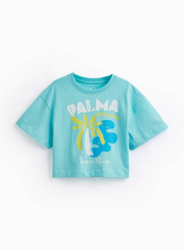 Palma Graphic Print Blue Boxy T-Shirt 5 years