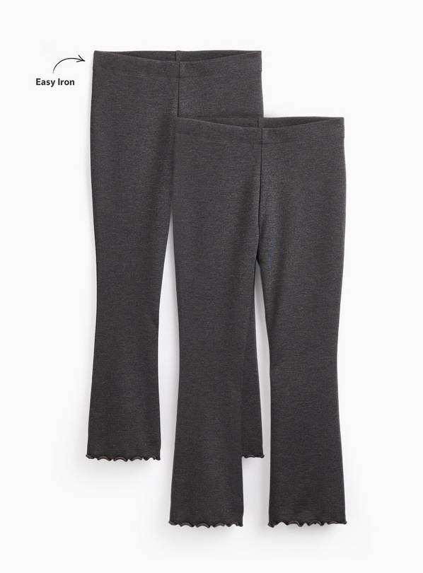 Grey Lettuce Hem Leggings 2 Pack 9 years