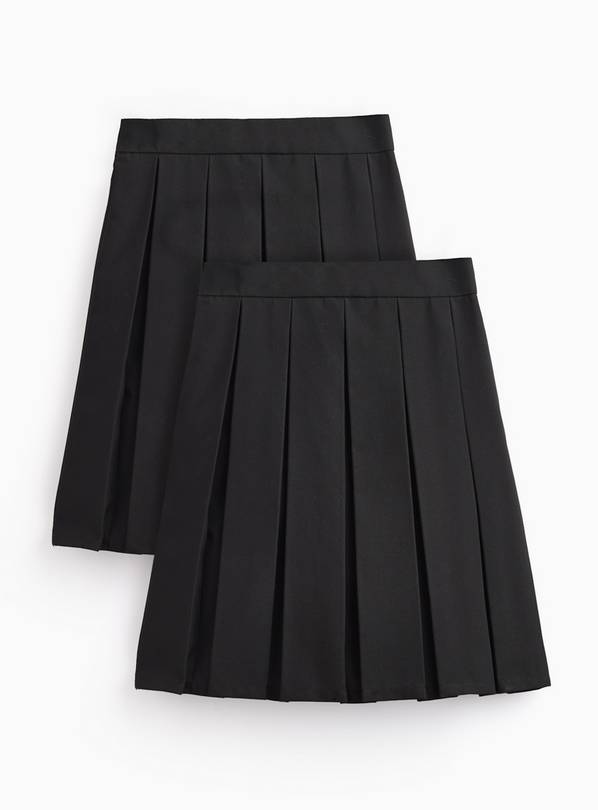2 Pack Black Permanent Pleat Skirts Longer Length 14 years