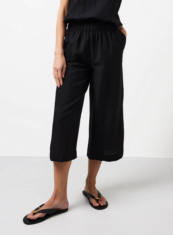 Black Cropped Palazzo Leg Culottes XXL