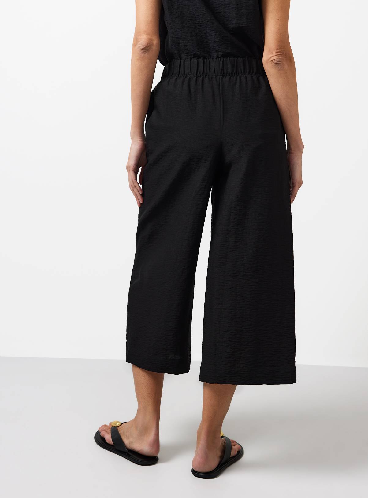 Black Cropped Palazzo Leg Culottes M - Image 4