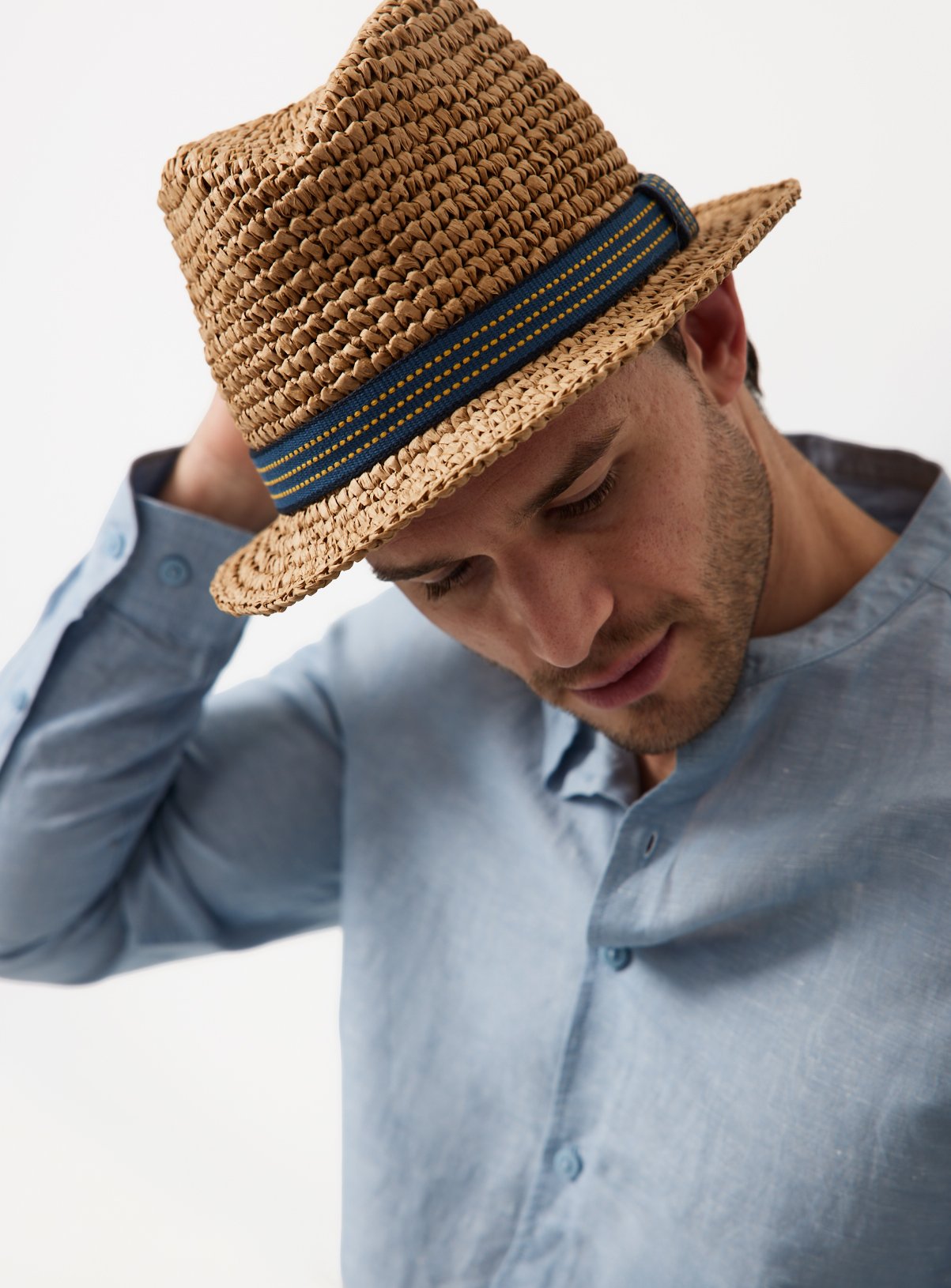 Men's Straw Packable Trilby Hat S/M - Image 1 thumbnail