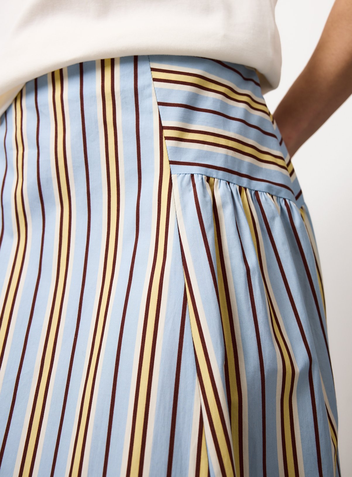 Blue Poplin Stripe Woven Midaxi Skirt 20 - Image 3 thumbnail