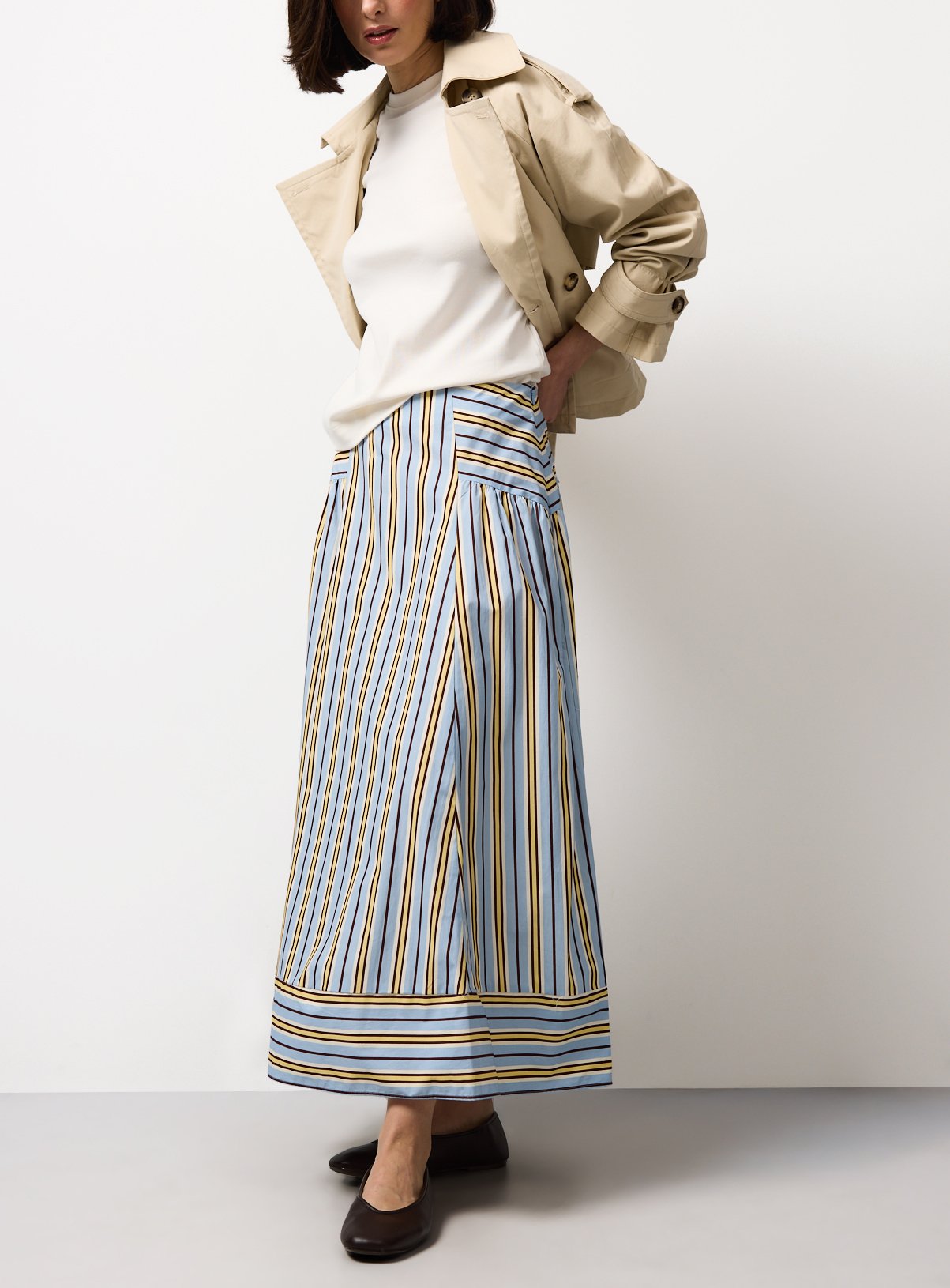 Blue Poplin Stripe Woven Midaxi Skirt 20 - Image 4 thumbnail