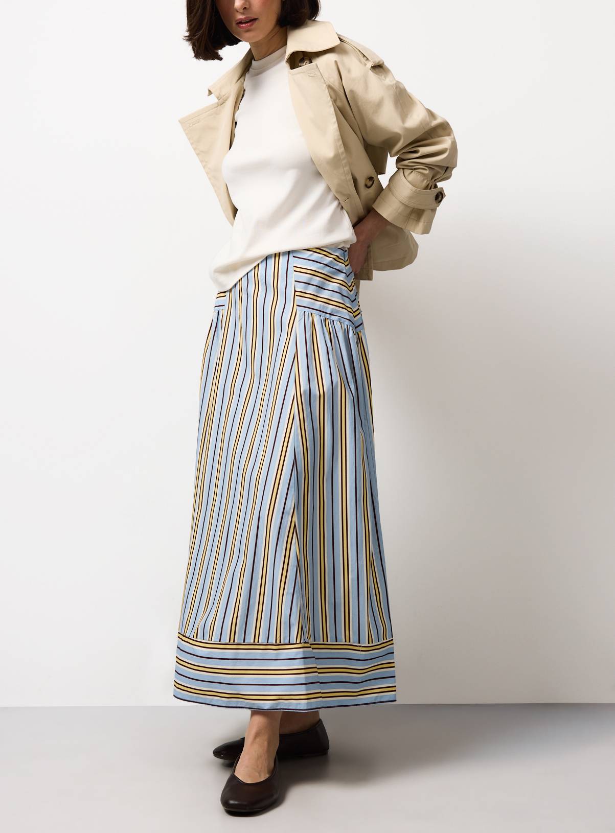 Blue Poplin Stripe Woven Midaxi Skirt 20 - Image 4