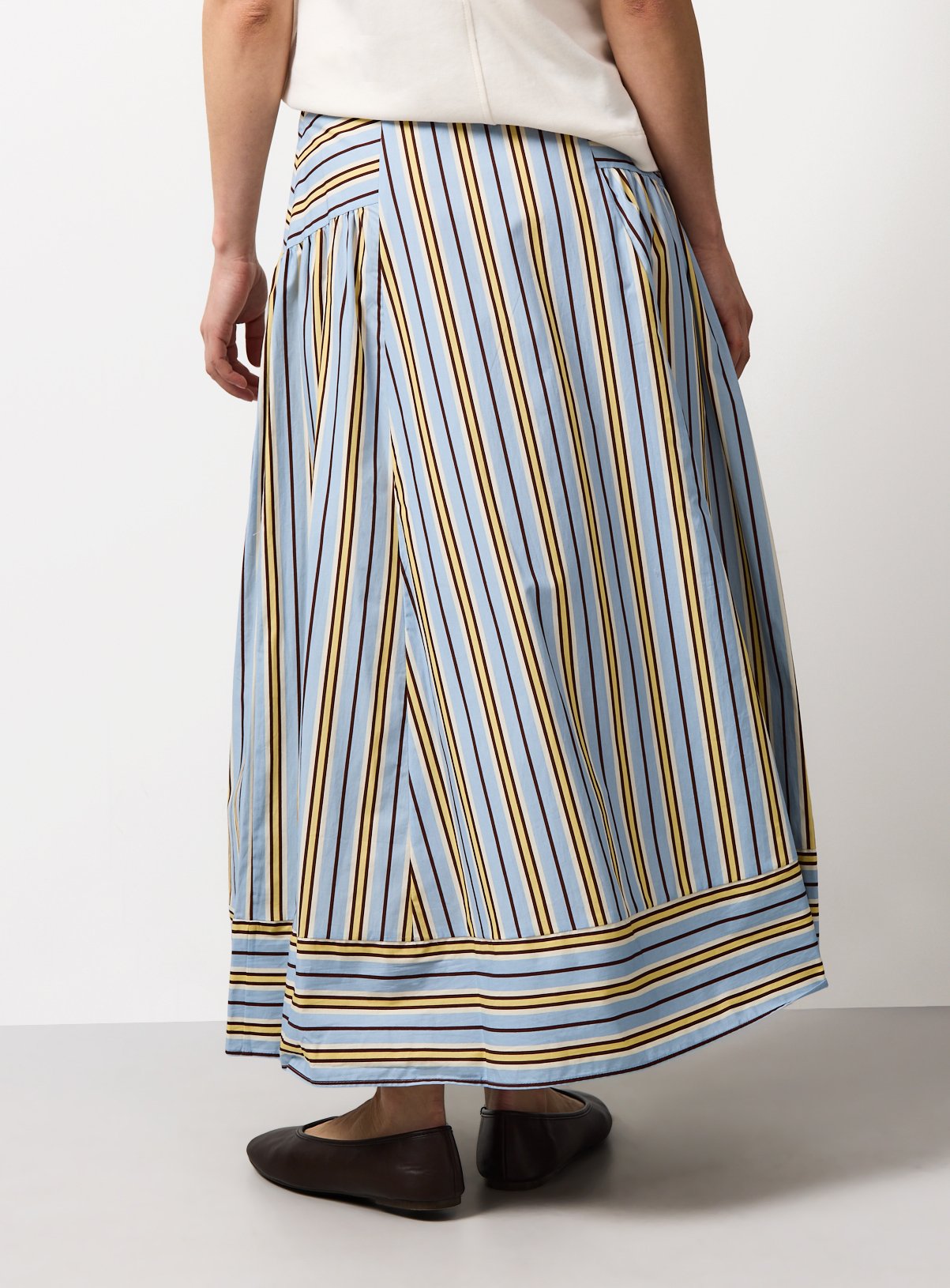 Blue Poplin Stripe Woven Midaxi Skirt 20 - Image 5 thumbnail