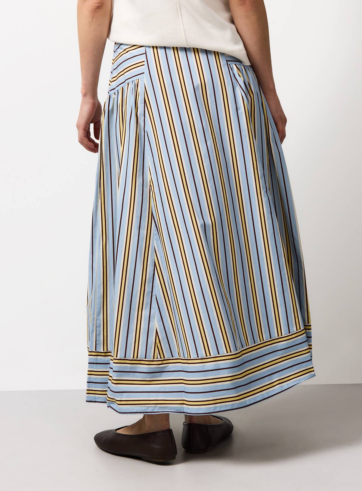 Blue Poplin Stripe Woven Midaxi Skirt 20 - Image 5