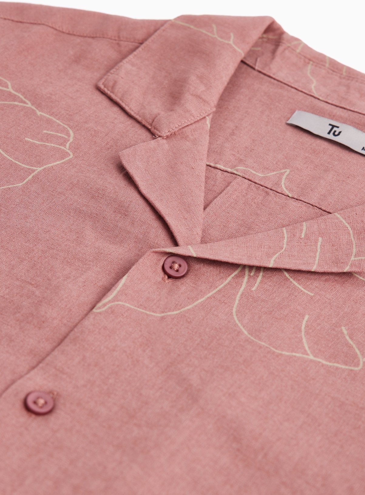 Brown Floral Print Linen Blend Revere Neck Shirt L - Image 4 thumbnail