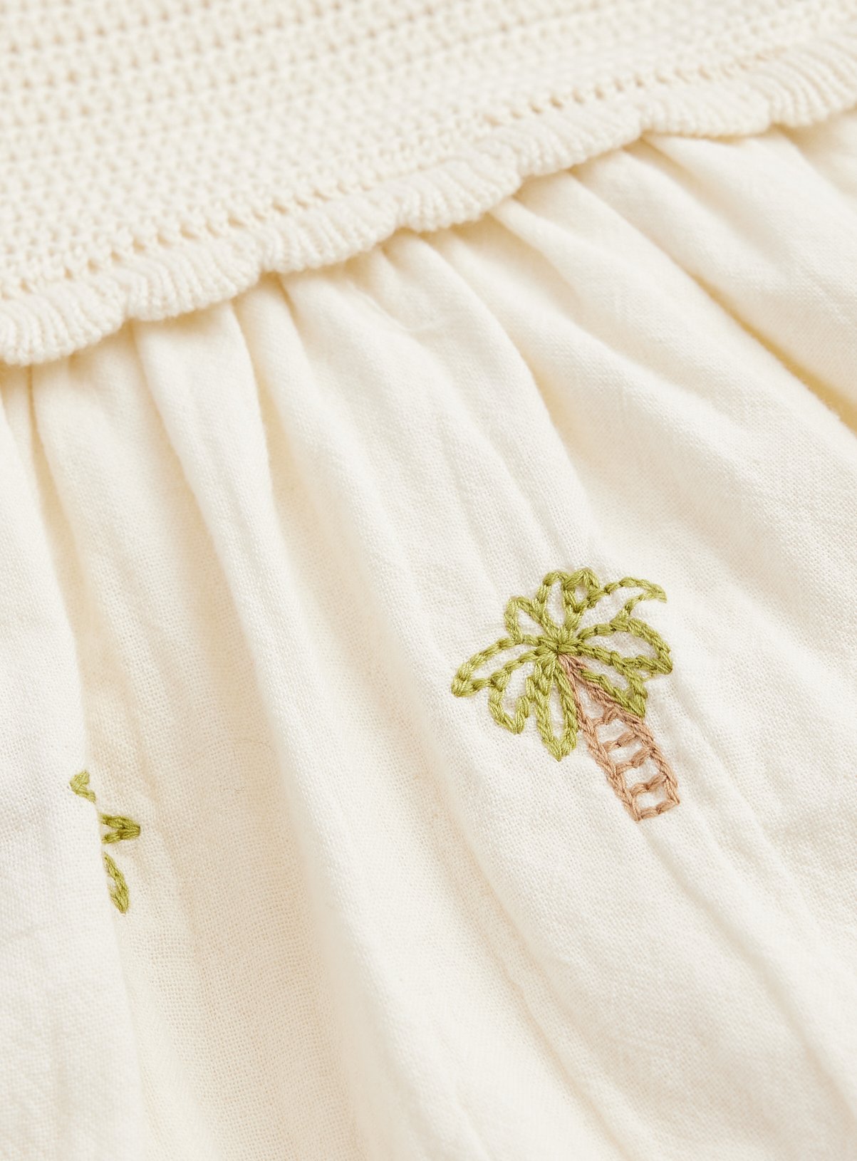 Cream Knitted Palm Tree Detail Twofer Dress 9-12 months - Image 2 thumbnail