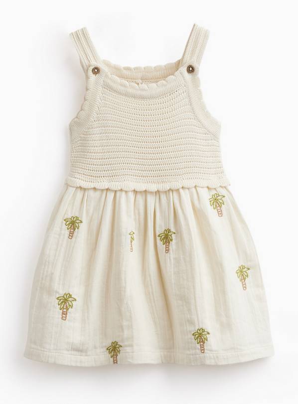 Cream Knitted Palm Tree Detail Twofer Dress 18-24 months
