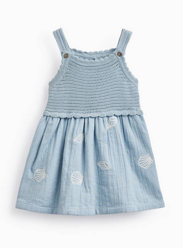 Blue Knitted Strappy Sleeveless Dress 3-6 months