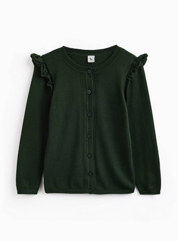 Green Knitted Cardigan with Frill Sleeve 4 years