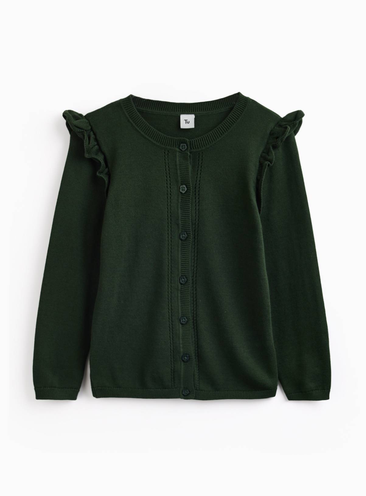 Green Knitted Cardigan with Frill Sleeve 5 years - Image 1