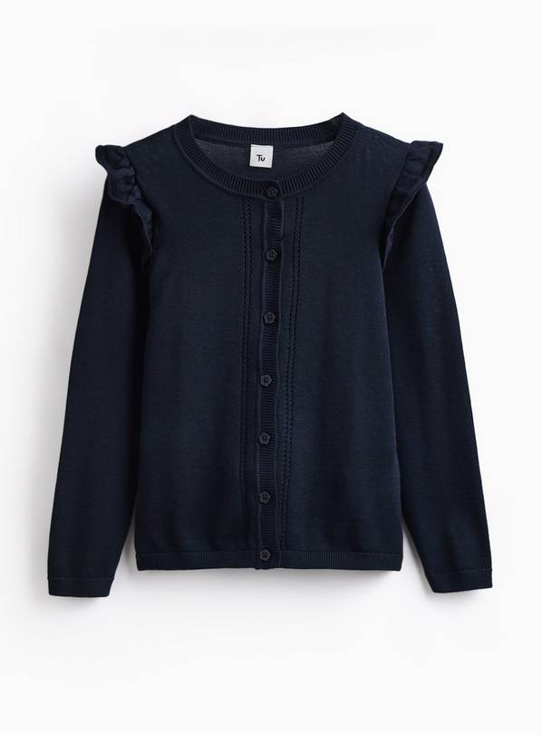 Navy Knitted Cardigan with Frill Sleeve 4 years