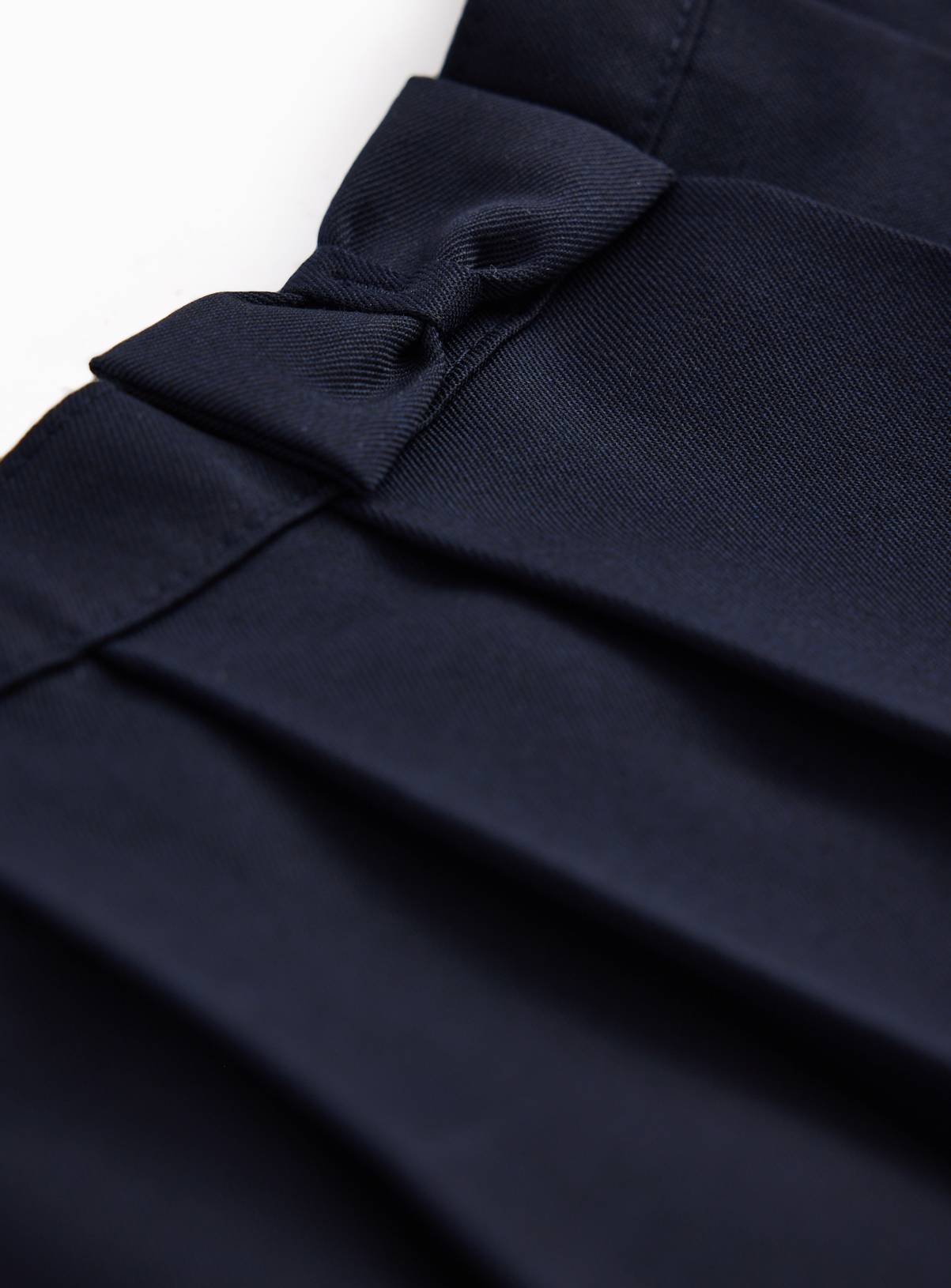 Navy Woven Bow Detail Pleated Skirt 7 years - Image 2