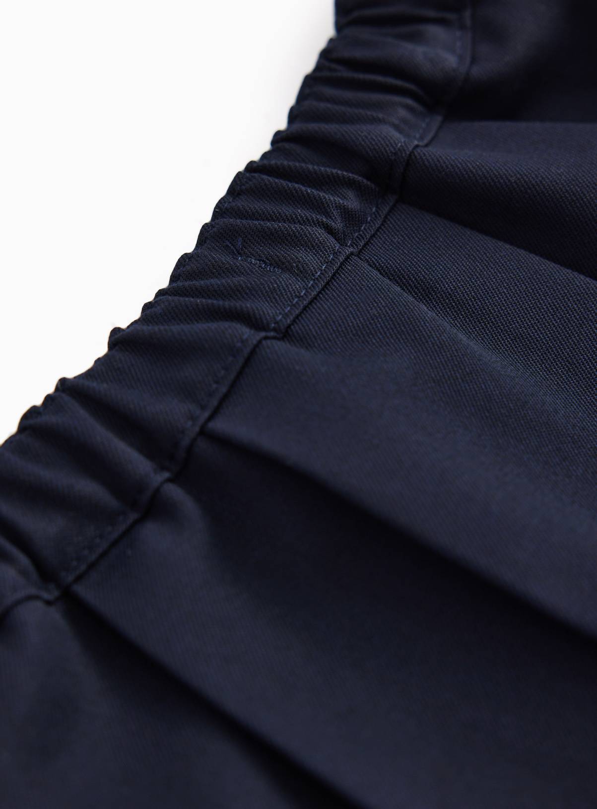 Navy Woven Bow Detail Pleated Skirt 7 years - Image 3
