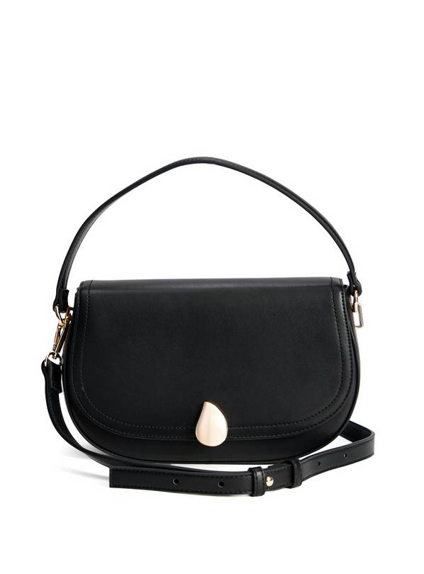 Black Gold Hardware Cross Body Satchel One Size