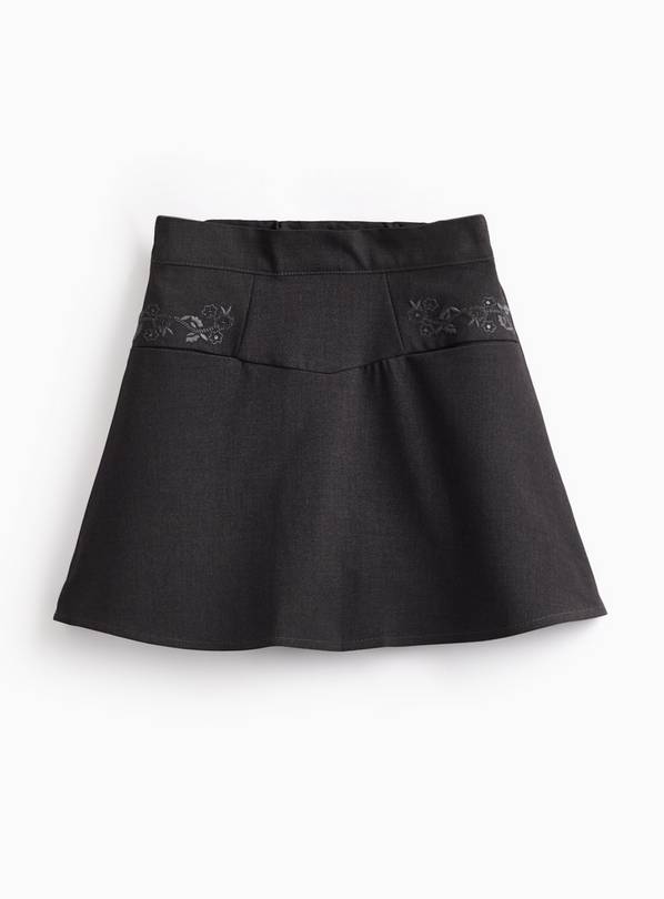 Grey Embroidered Skater Skirt  5 years
