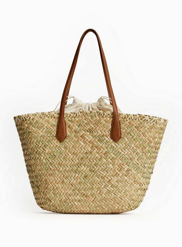 Straw Tan Handles Shopper Bag. One Size