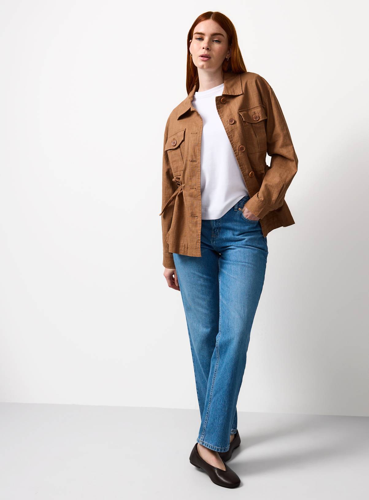 Brown Utility Jacket with Linen M - Image 2