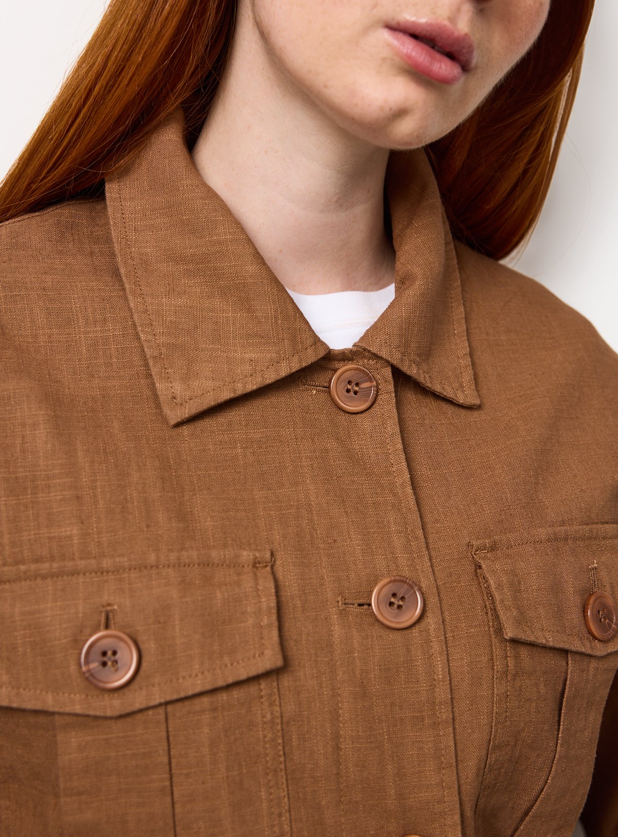 Brown Utility Jacket with Linen M - Image 3 thumbnail