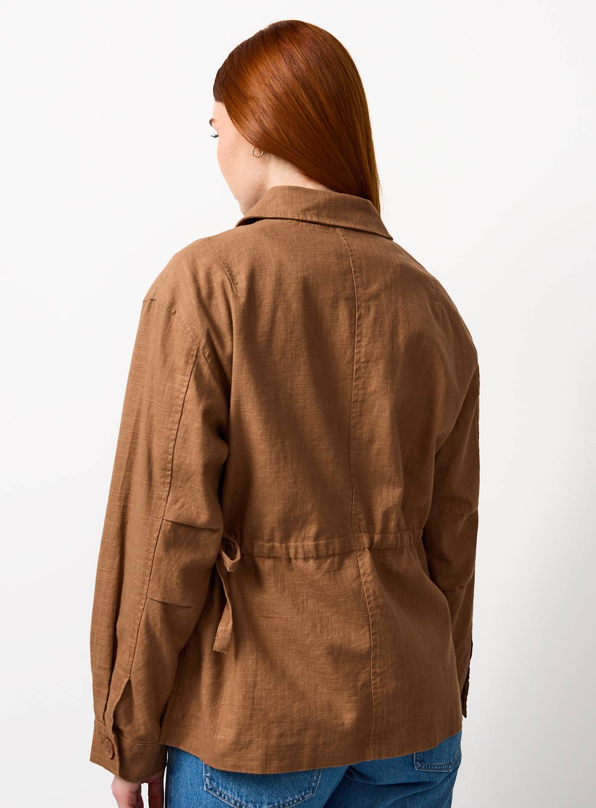 Brown Utility Jacket with Linen M - Image 4