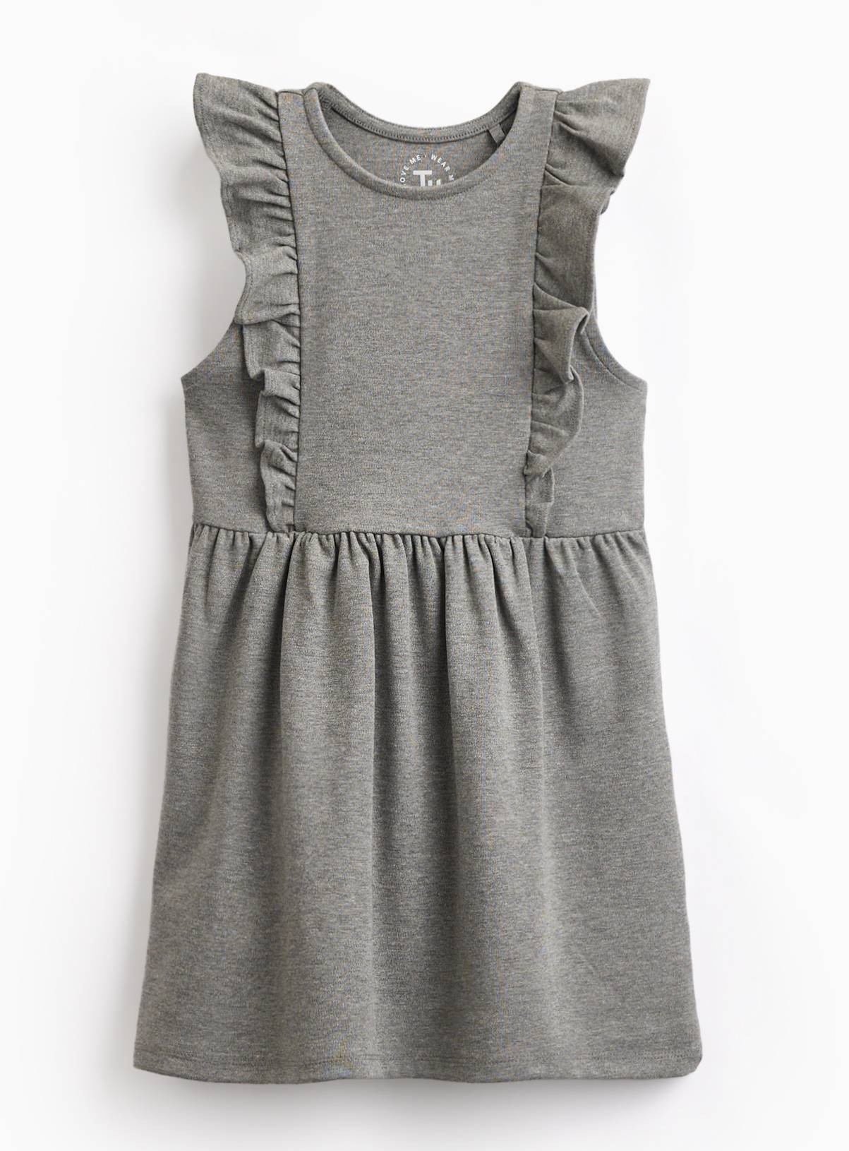 Grey Jersey Ruffle Detail Pinafore Dress 4 years - Image 1