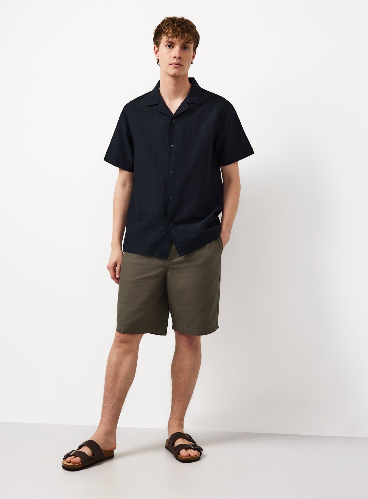 Black Linen Blend Revere Shirt M - Image 2 thumbnail