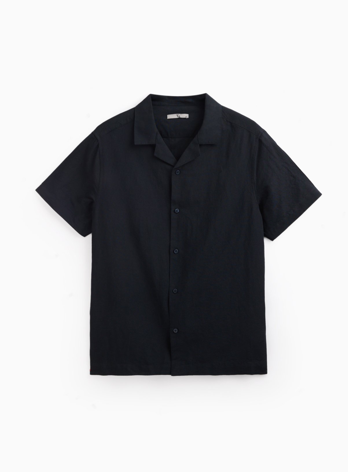 Black Linen Blend Revere Shirt M - Image 3 thumbnail