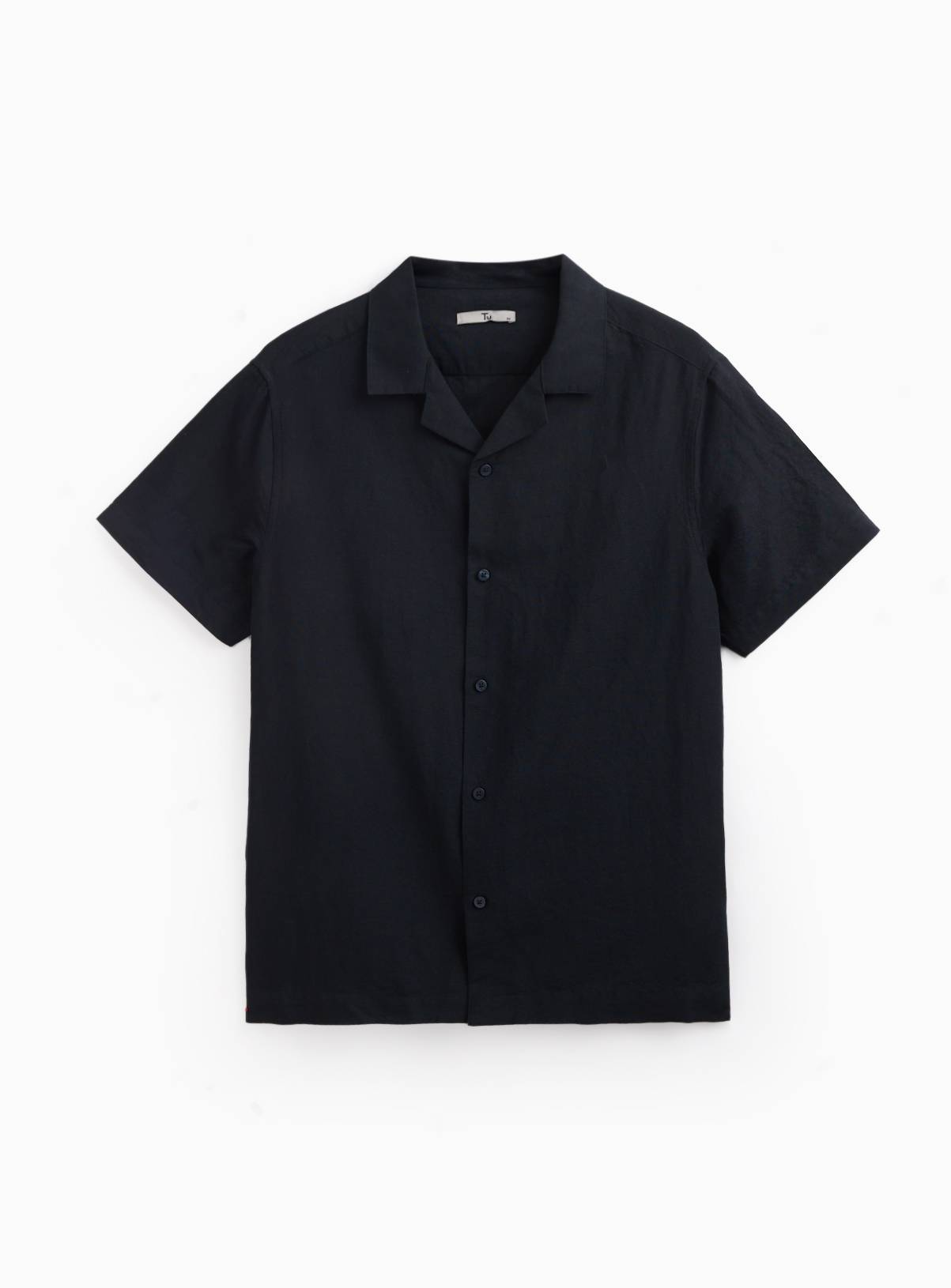Black Linen Blend Revere Shirt M - Image 3