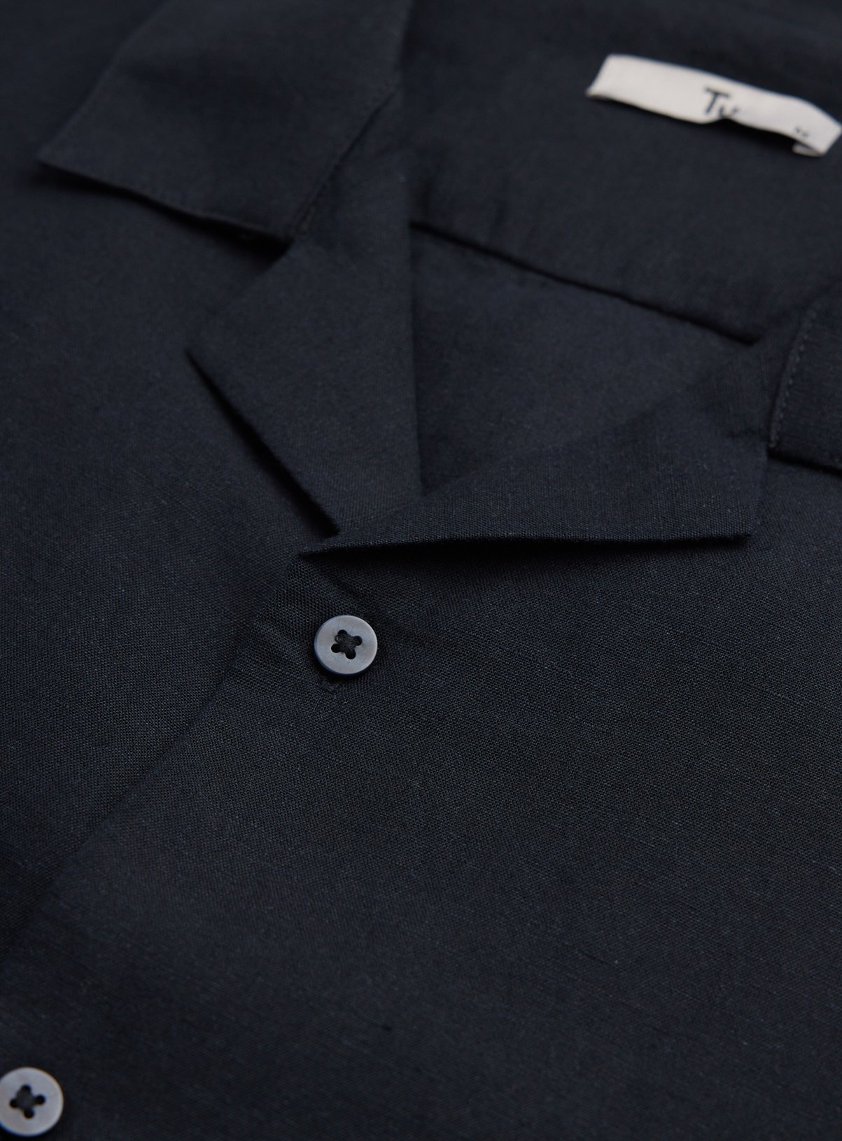 Black Linen Blend Revere Shirt M - Image 4 thumbnail