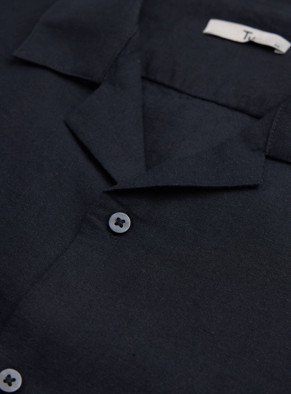 Black Linen Blend Revere Shirt M - Image 4