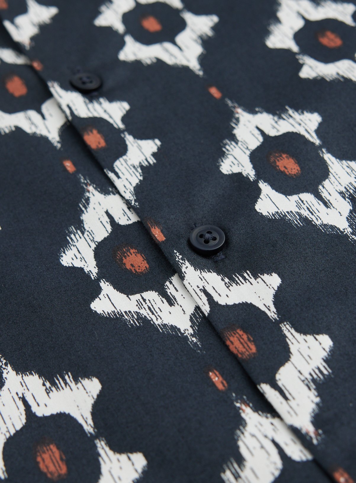 Navy Ikat Print Satin Shirt XL - Image 4 thumbnail