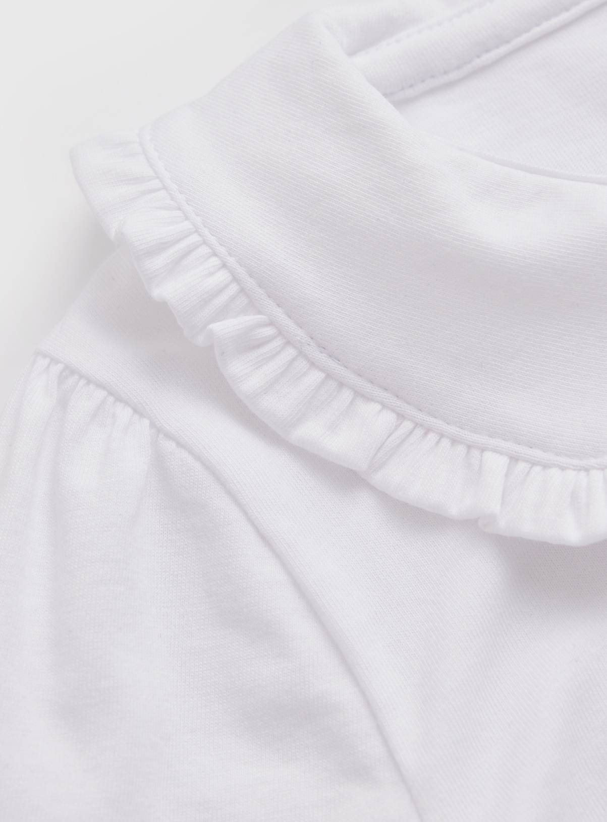 White Wide Collar Long Sleeve Polo Shirt 7 years - Image 2