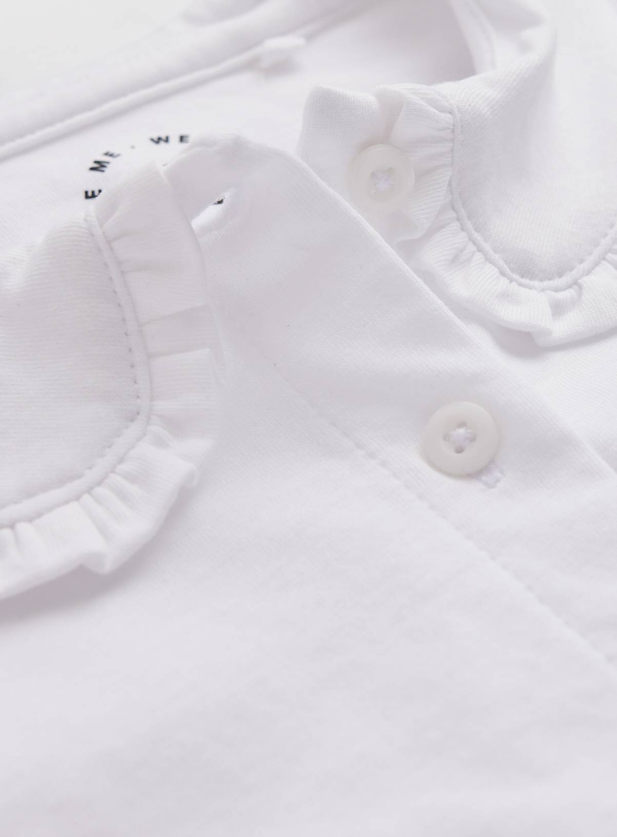 White Wide Collar Long Sleeve Polo Shirt 7 years - Image 3