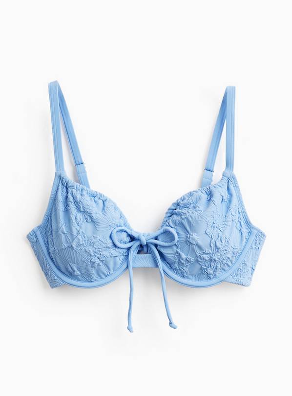 Blue Floral Textured Wired Bikini Top 12