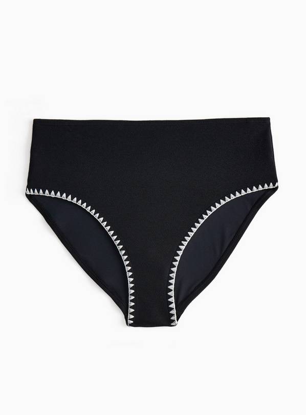 Black Blanket Stitch Tankini Full Brief Bikini Bottoms 12