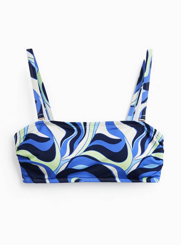Blue Soft Wave Print Bandeau Bikini Top 18