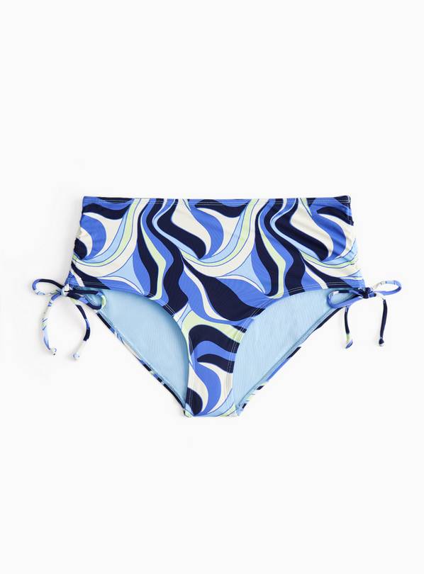 Blue Wave Print Full Brief Bikini Bottoms 18