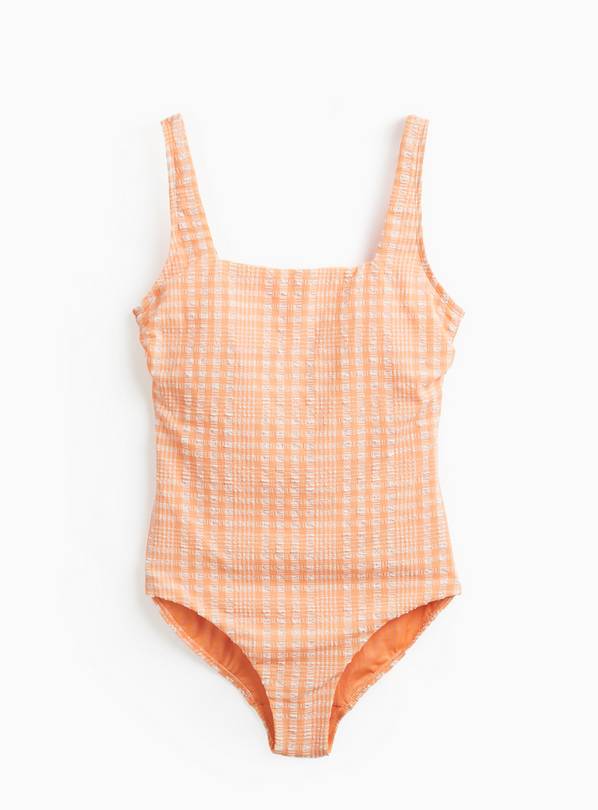 Orange Gingham Print Swimsuit 20
