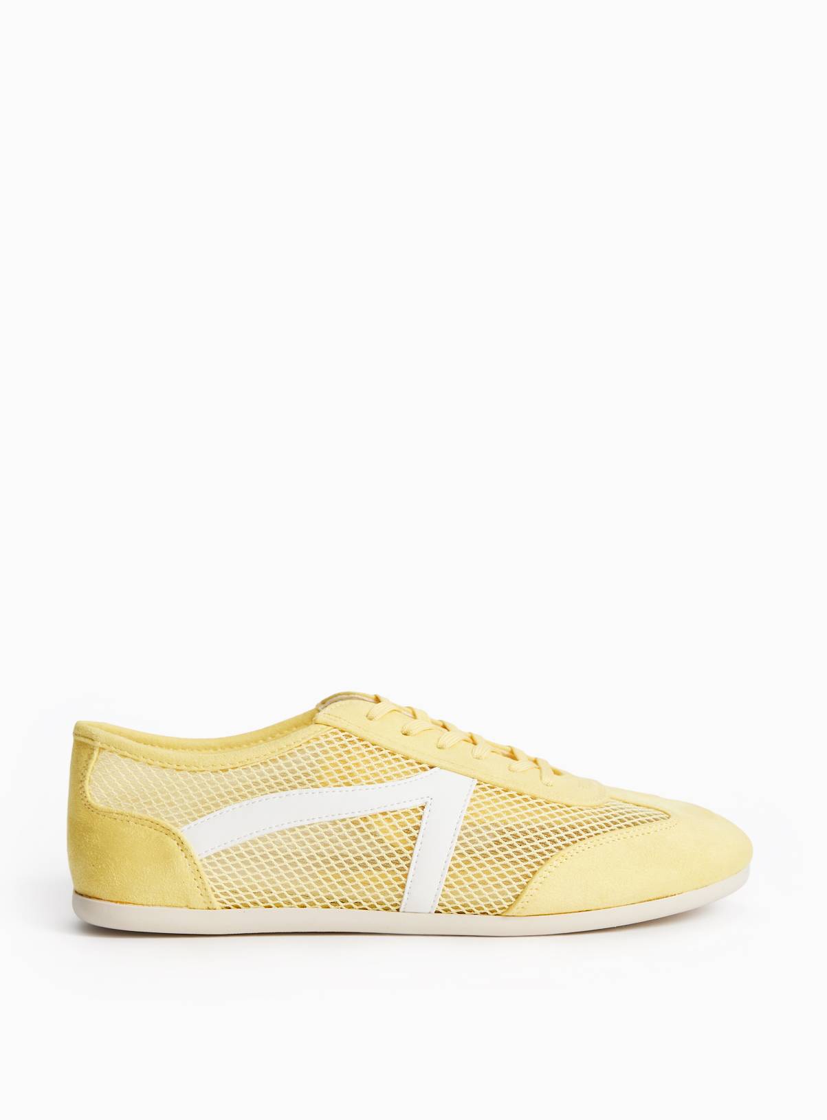 Yellow Mesh Detail Low Profile Trainers 3 - Image 1