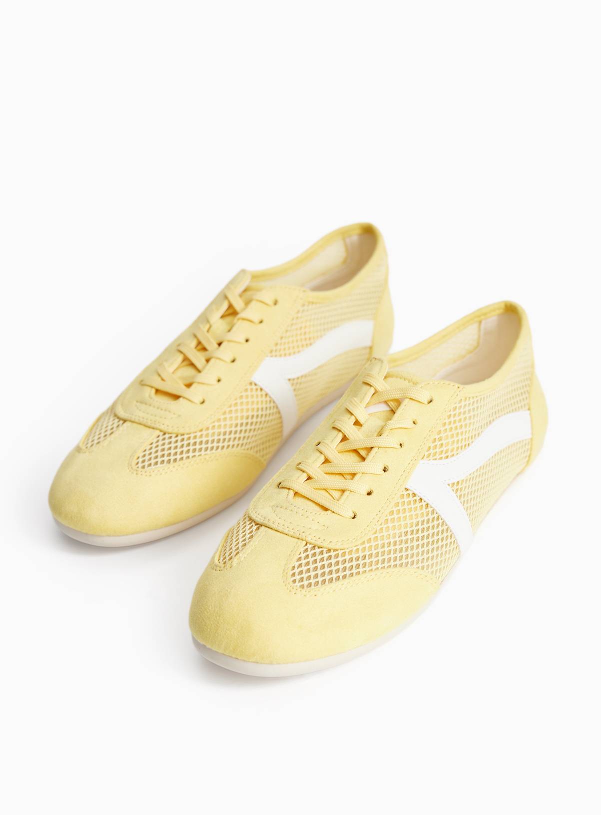 Yellow Mesh Detail Low Profile Trainers 3 - Image 2