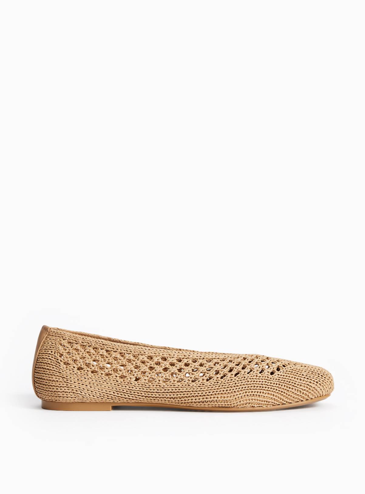 Neutral Raffia Effect Ballerina Shoes 3 - Image 4