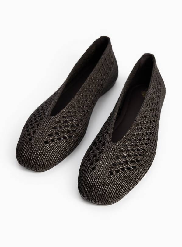 Brown Raffia Ballerina Shoes 3